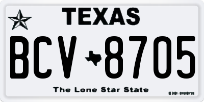 TX license plate BCV8705