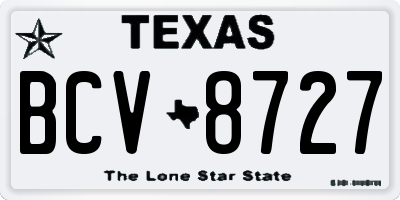 TX license plate BCV8727