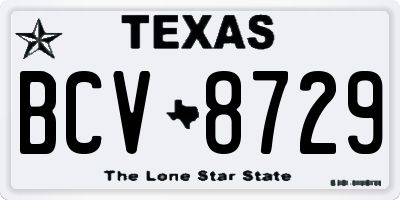 TX license plate BCV8729