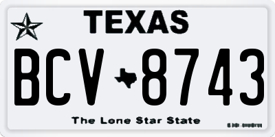 TX license plate BCV8743