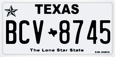 TX license plate BCV8745