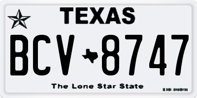 TX license plate BCV8747