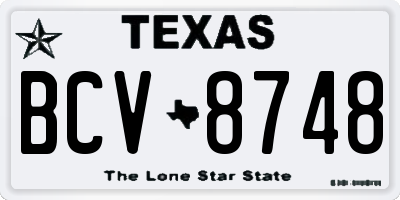TX license plate BCV8748