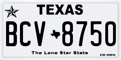 TX license plate BCV8750