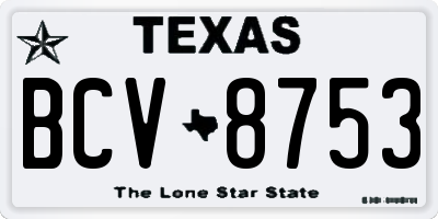 TX license plate BCV8753