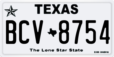 TX license plate BCV8754
