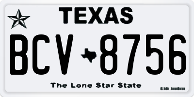 TX license plate BCV8756