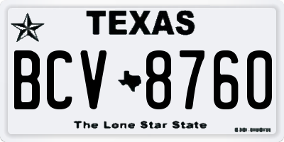 TX license plate BCV8760
