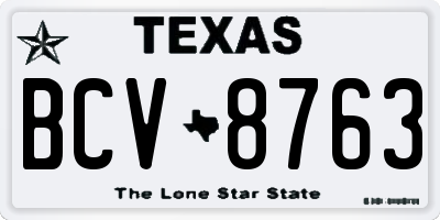 TX license plate BCV8763