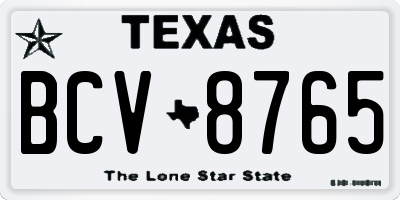 TX license plate BCV8765