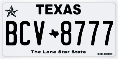 TX license plate BCV8777