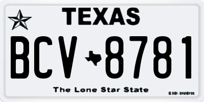TX license plate BCV8781