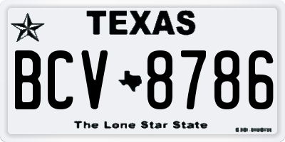 TX license plate BCV8786