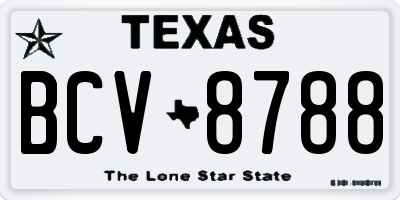 TX license plate BCV8788