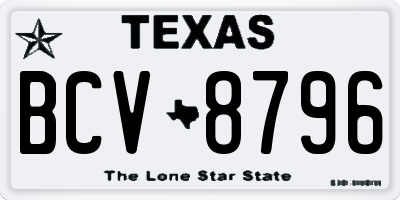 TX license plate BCV8796