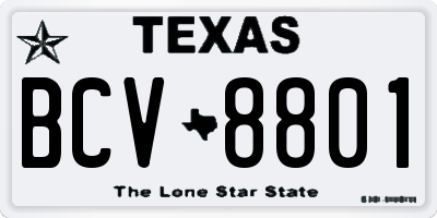 TX license plate BCV8801