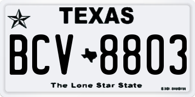 TX license plate BCV8803