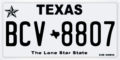 TX license plate BCV8807