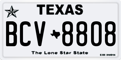 TX license plate BCV8808