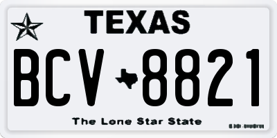 TX license plate BCV8821