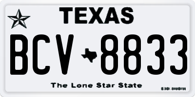 TX license plate BCV8833