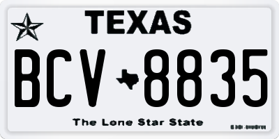 TX license plate BCV8835
