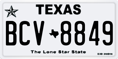 TX license plate BCV8849