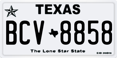 TX license plate BCV8858