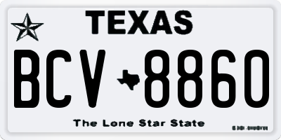 TX license plate BCV8860