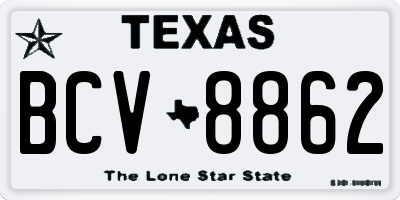 TX license plate BCV8862