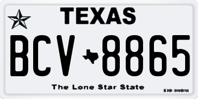 TX license plate BCV8865