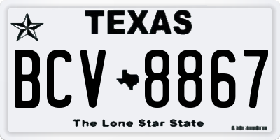 TX license plate BCV8867