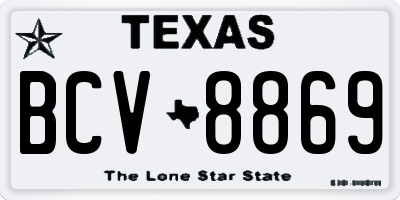 TX license plate BCV8869