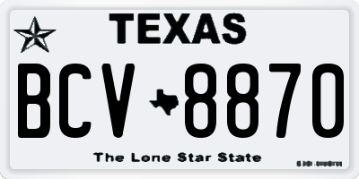 TX license plate BCV8870