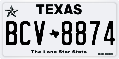 TX license plate BCV8874