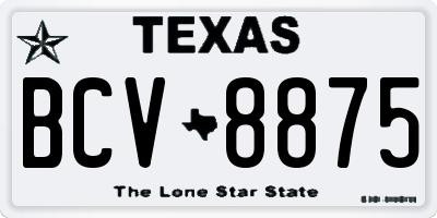 TX license plate BCV8875