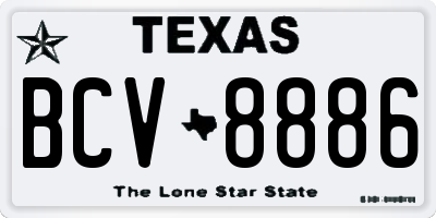 TX license plate BCV8886