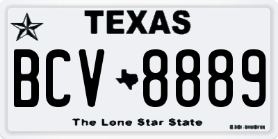 TX license plate BCV8889