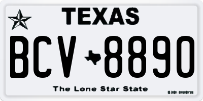 TX license plate BCV8890