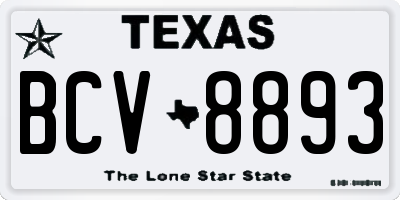 TX license plate BCV8893
