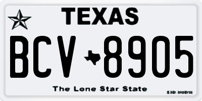 TX license plate BCV8905