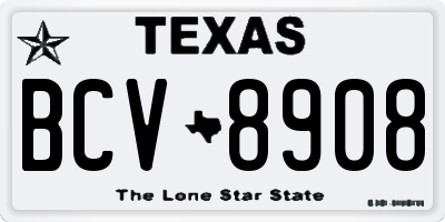 TX license plate BCV8908