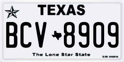 TX license plate BCV8909
