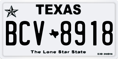 TX license plate BCV8918