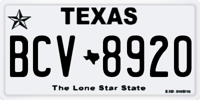 TX license plate BCV8920
