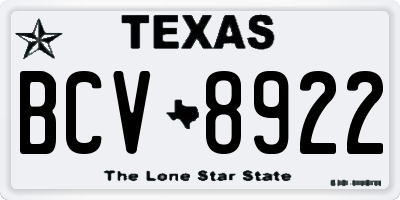 TX license plate BCV8922