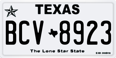 TX license plate BCV8923
