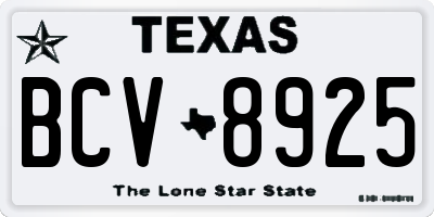 TX license plate BCV8925
