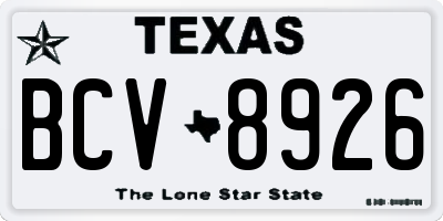 TX license plate BCV8926