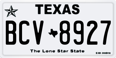 TX license plate BCV8927